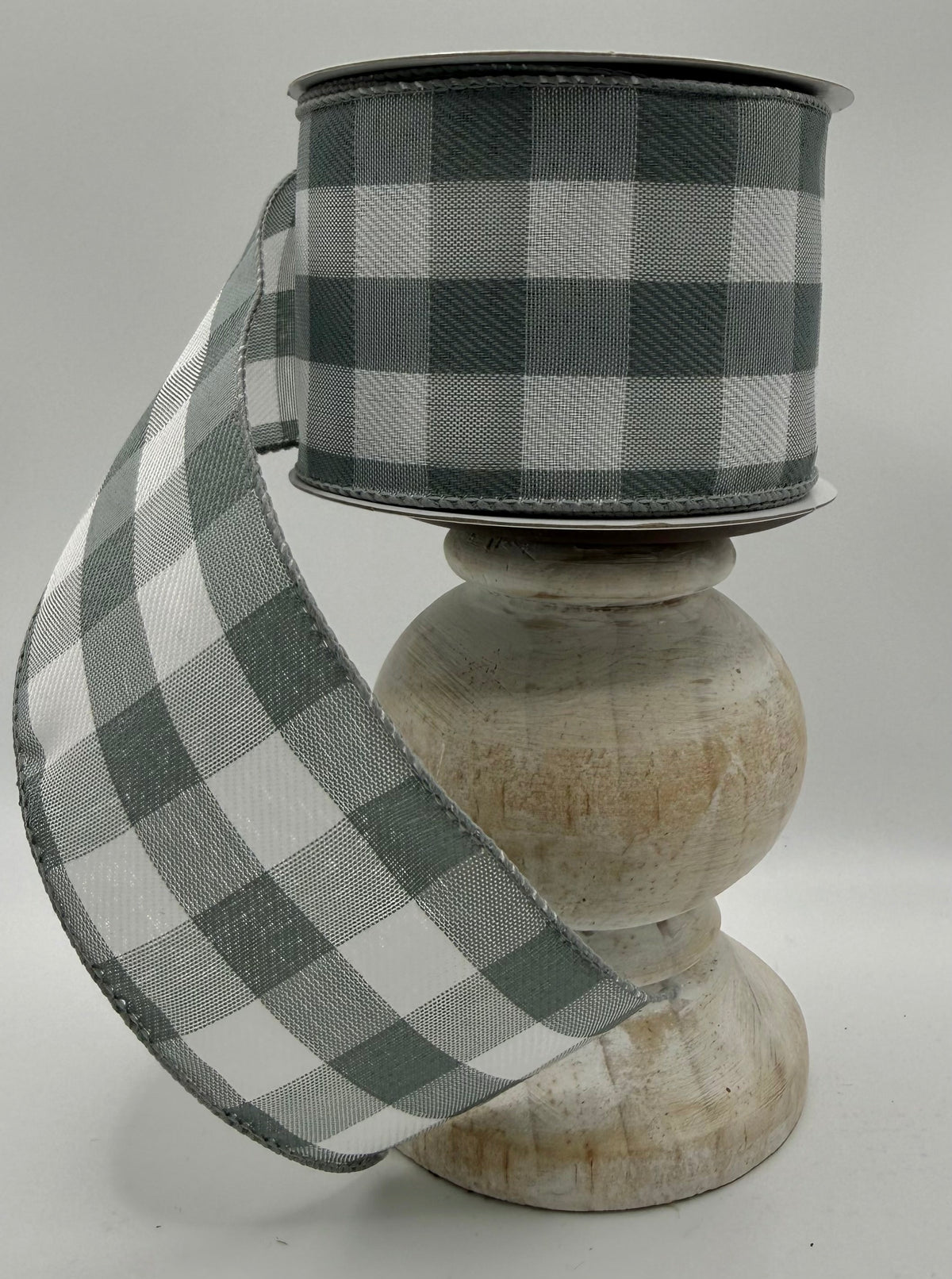 Reliant Ribbon Celine Grey Plaid Twill Wired Ribbon – 2.5" x 10 Yards