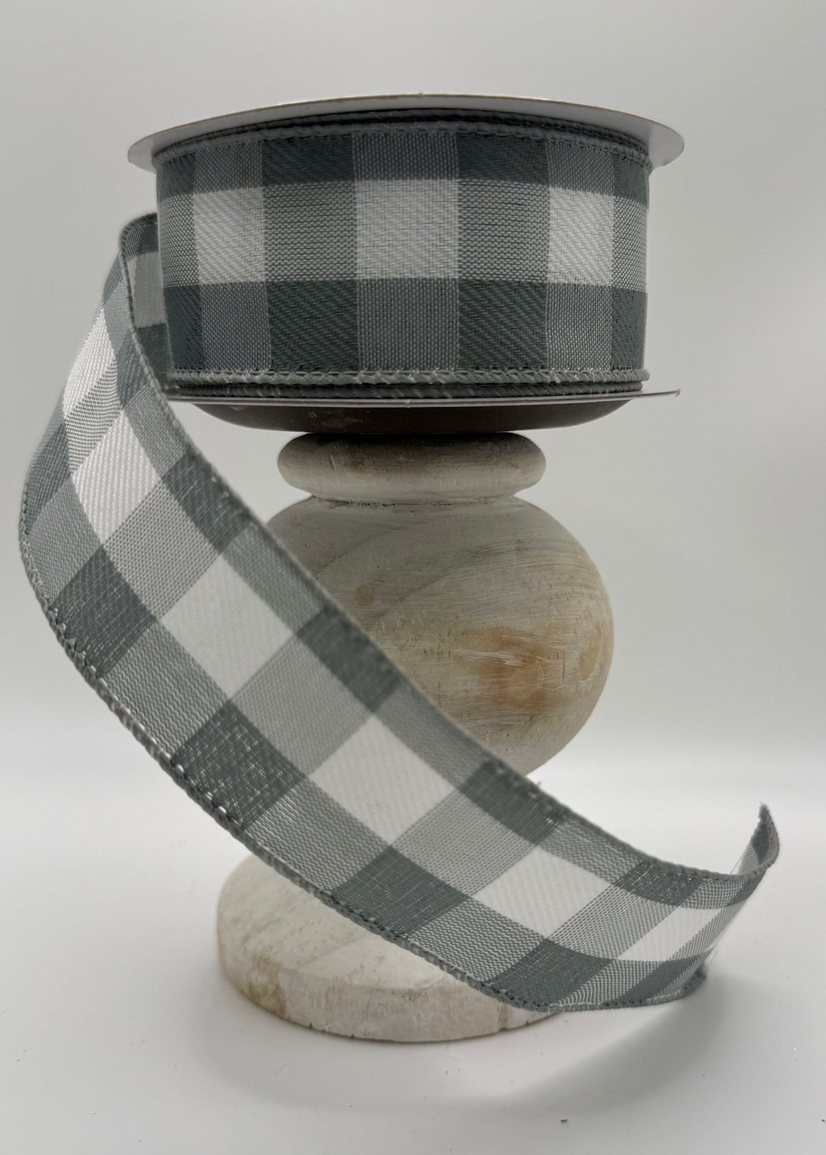 Reliant Ribbon Celine Grey Plaid Twill Wired Ribbon – 1.5" x 10 Yards
